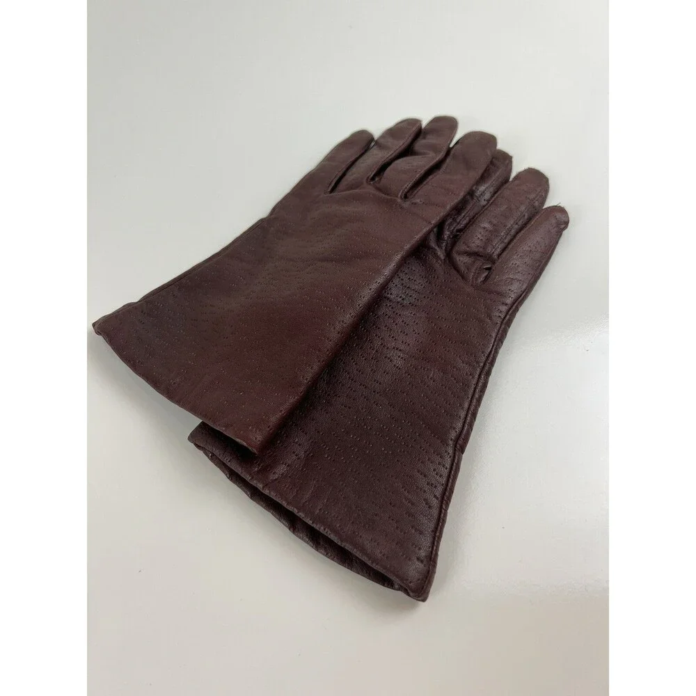 Vintage Van Raalte Gloves Maroon Red 100% Leather Driving Gloves Winter MCM sz M
